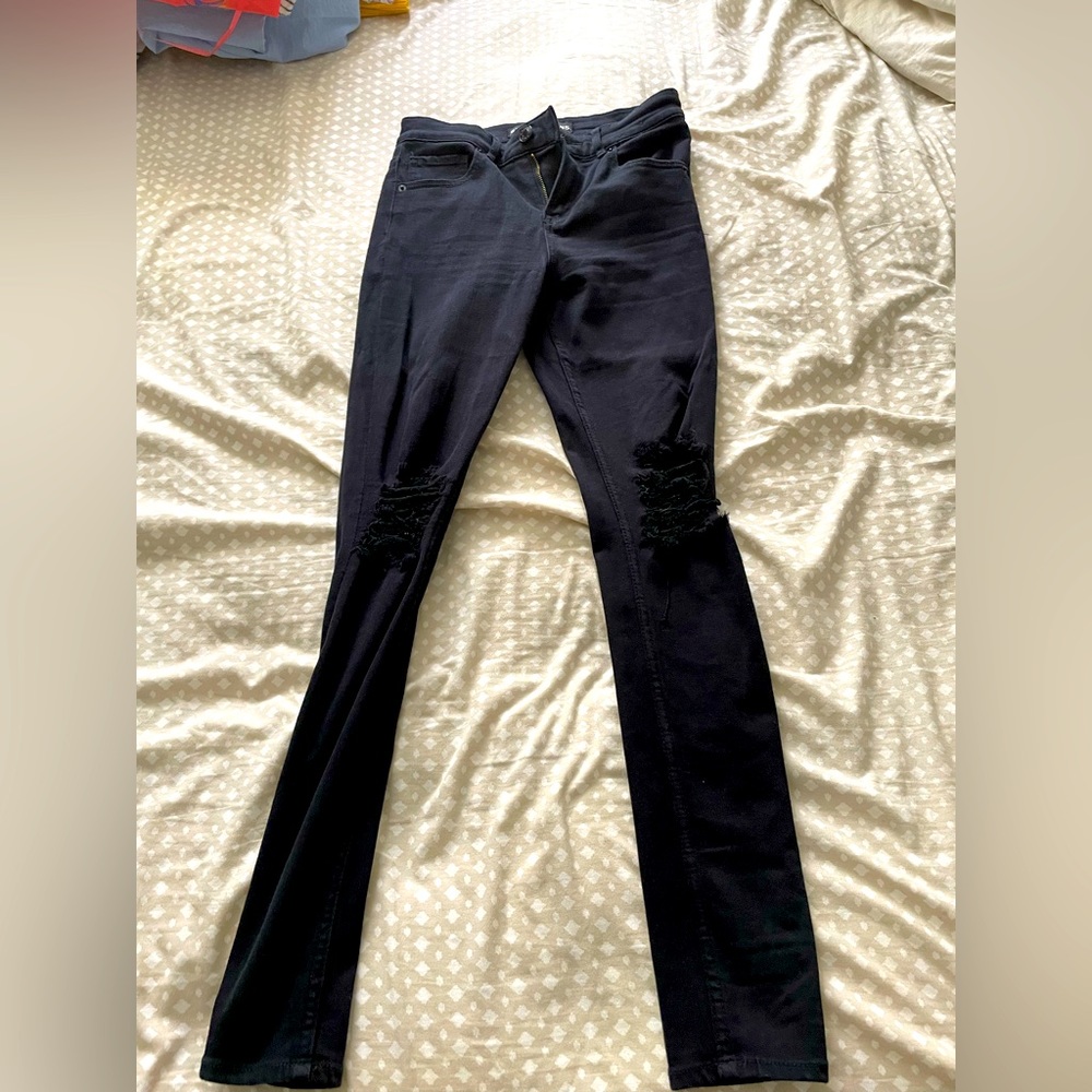 Express high rise, distressed, jean legging